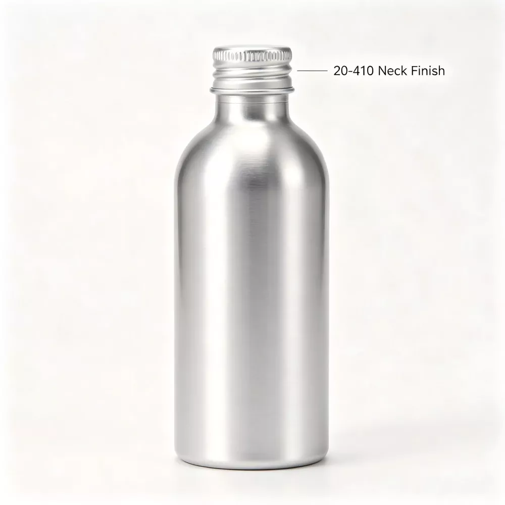 Aluminiumsglansfinish rund spritflaske med 20-410 halsfinish